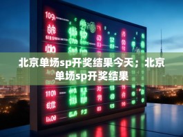 北京单场sp开奖结果今天；北京单场sp开奖结果
